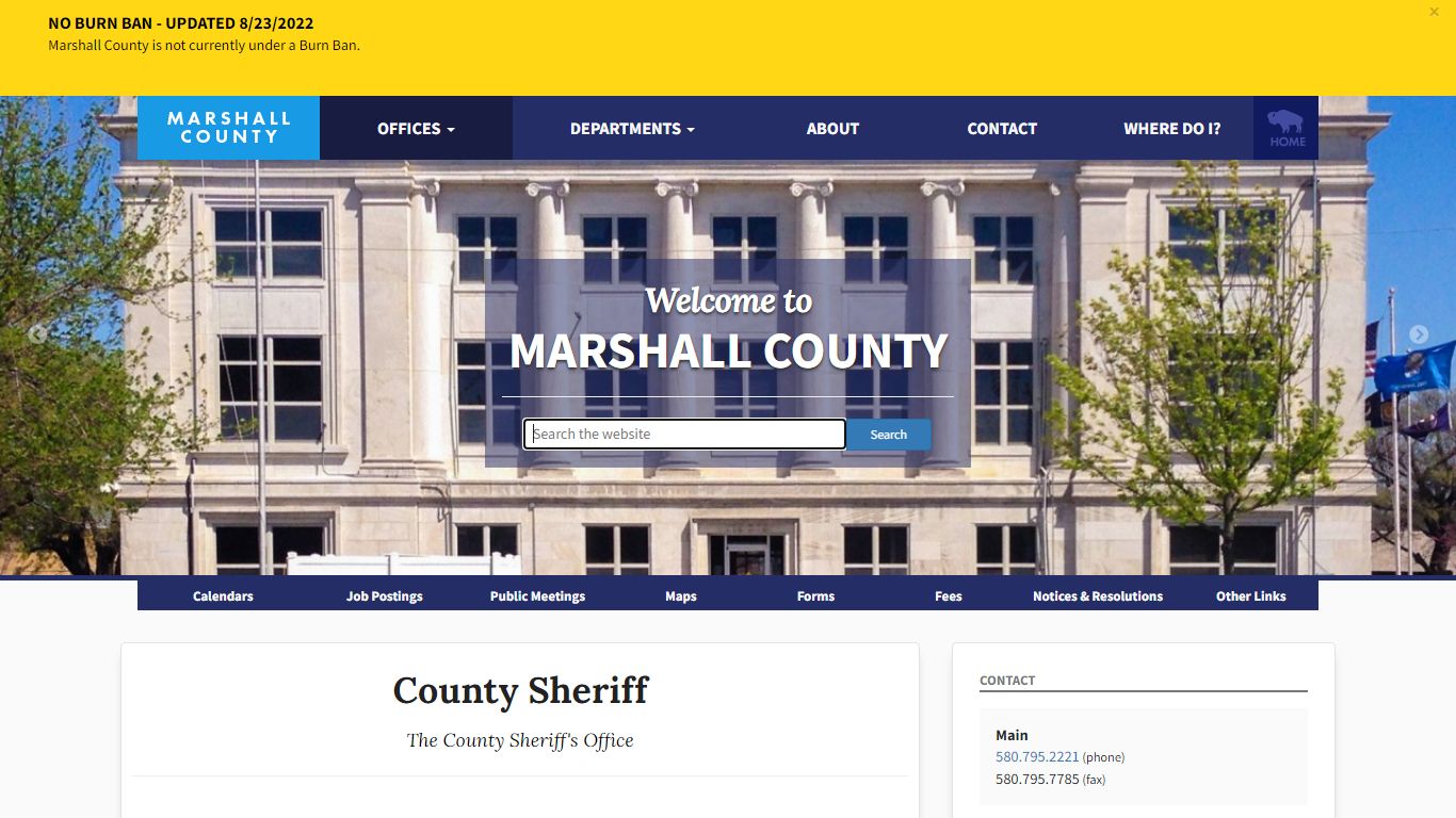 County Sheriff - Marshall County, Oklahoma